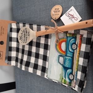 Kitchen Dish Towel Silicone Spoon Celebrate Rainbow Truck Gift Buffalo Check